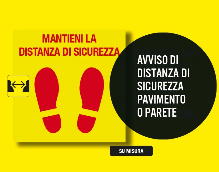 Pannello o adesivo per la distanza di sicurezza anti-contagio